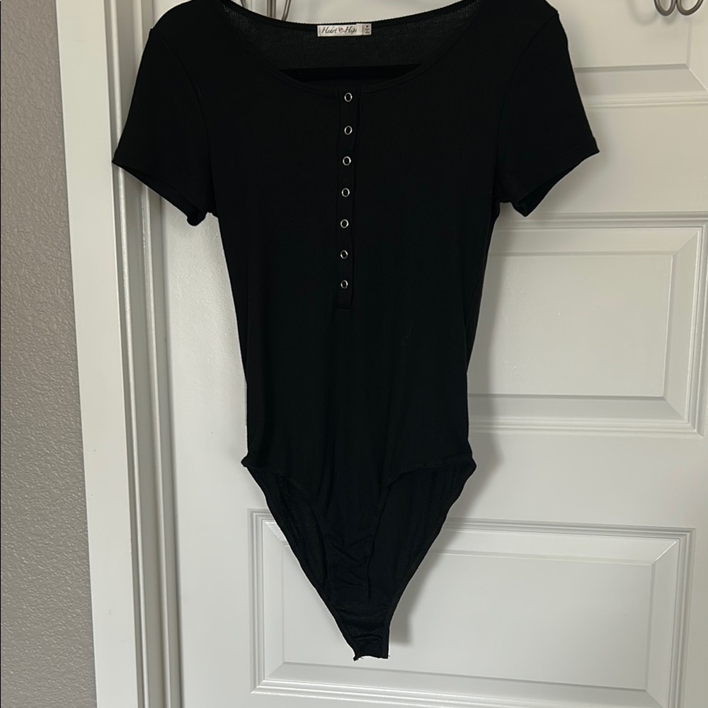 Black Button-Up Bodysuit